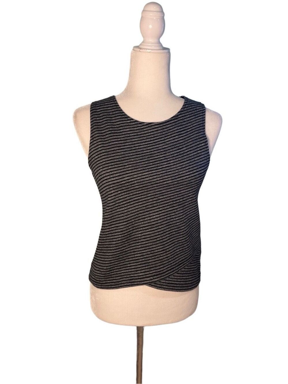 Madewell gray and black striped contoured sleeveless knit top - XS